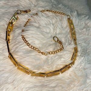 Vintage gold metal belt with geometric shapes